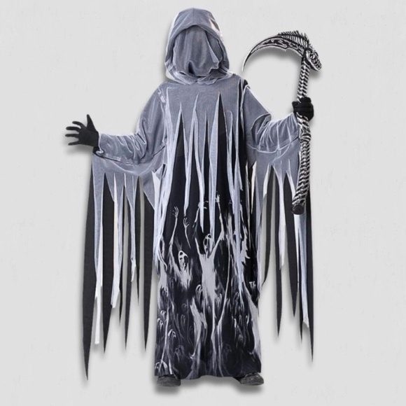 Spirit Ghoul Soul Eater Halloween Costume Tattered Sleeve Black/Grey/White sz S - Picture 1 of 16